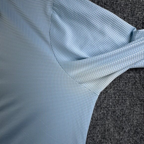 Mizzen + Main Men Long Sleeve Button Up Shirt Stretch Blue Check Large Trim Fit* - Picture 10 of 16